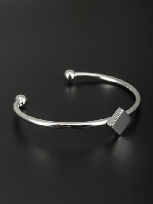 Cubic Y80 Custom White Square Bangle with Platinum Plated 0
