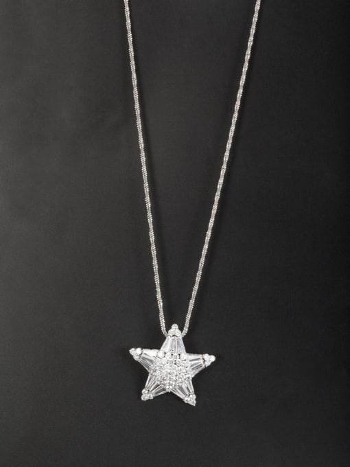 LB RAIDER Custom White Star Necklace with Platinum Plated Copper