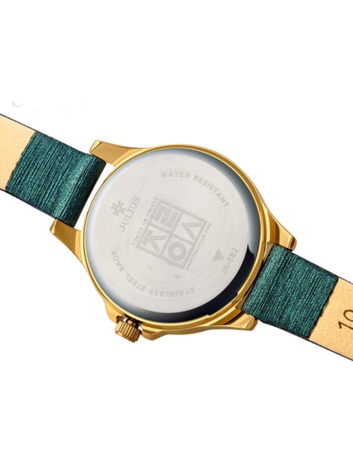 JULIUS Fashion Green Alloy Japanese Quartz Round Genuine Leather Women's Watch 24-27.5mm 4