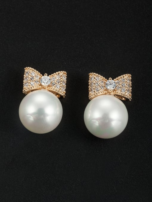 Cubic Y80 Model No DYZ5034 Personalized Gold Plated White Butterfly Pearl Drop drop Earring 0