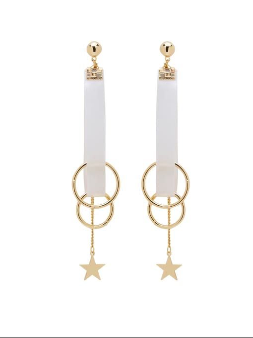 Ai Feng Personalized Gold Plated Zinc Alloy White Star Drop drop Earring 0