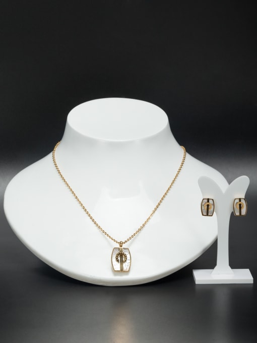 Jennifer Kou Mother's Initial Gold 2 Pieces Set with Square 1