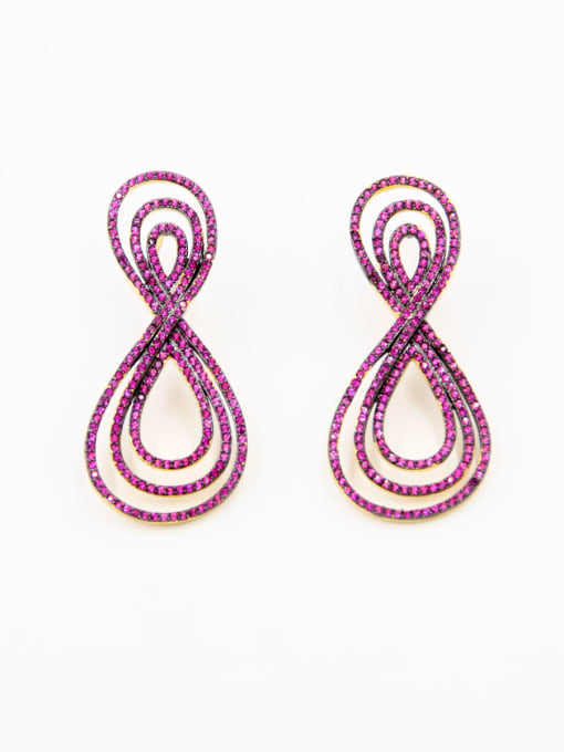 MING BOUTIQUE The new Gold Plated Copper Zircon Drop drop Earring with Fuchsia 0
