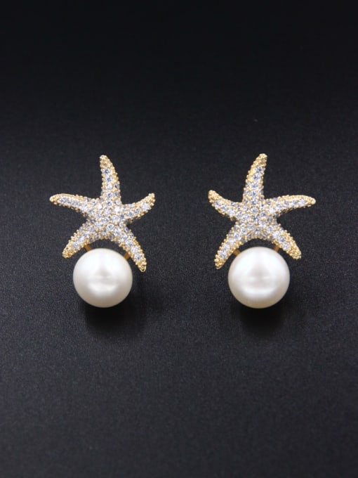 LB RAIDER Blacksmith Made Gold Plated Pearl Star Studs stud Earring 0