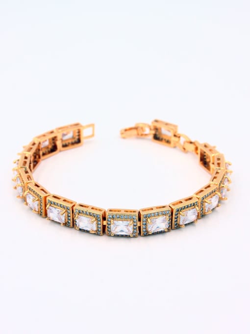 MING BOUTIQUE The new Gold Plated Copper Zircon Square bangle with White