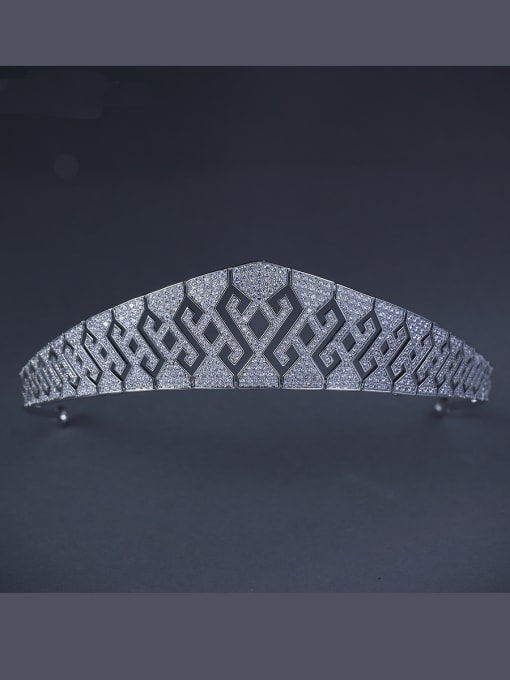Bride Talk The new Platinum Plated Zircon Geometric Wedding Crown with White 0
