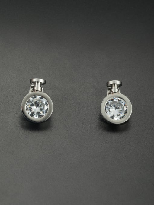 Jennifer Kou New design Stainless steel Round Rhinestone Studs stud Earring in White color 0