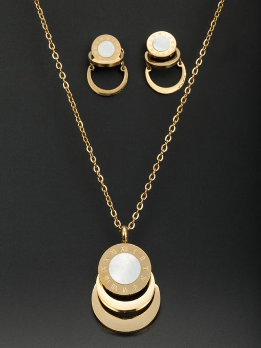 Jennifer Kou Mother's Initial Gold 2 Pieces Set with Round 0