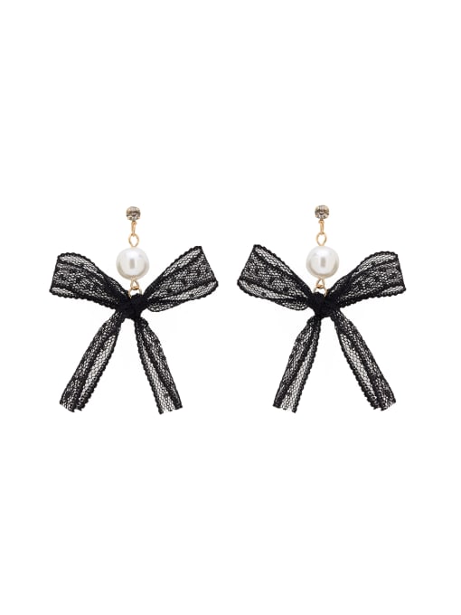Ai Feng Mother's Initial Black Drop drop Earring with Butterfly Pearl 0