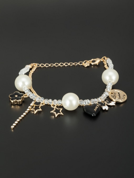 Lauren Mei The new Gold Plated Beads Butterfly Bracelet with White