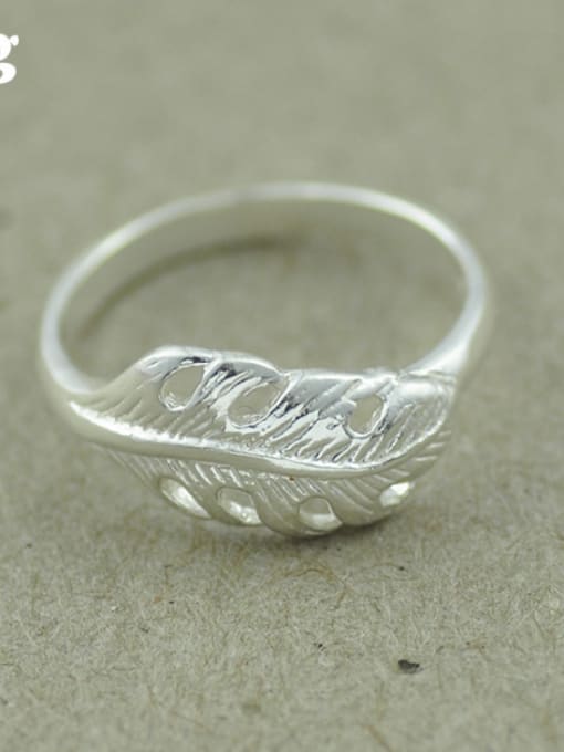 SUN SILVER Silver Feather Band band ring with Silver 0