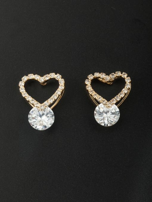 Cubic Y80 The new Gold Plated Diamond Heart Studs stud Earring with White 0