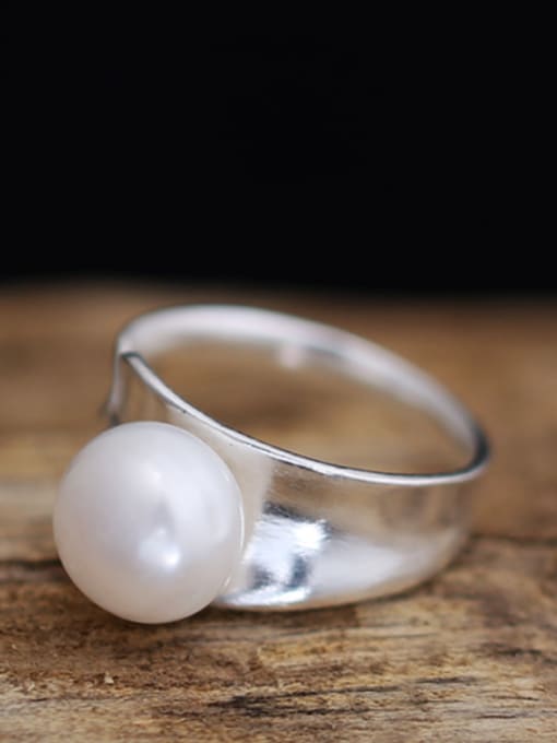 SUN SILVER Silver Youself ! Silver Pearl Band Ring 0