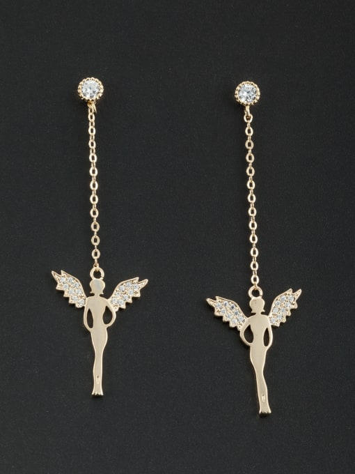 LB RAIDER The new Gold Plated Zircon Angel Wings Drop drop Earring with White 0