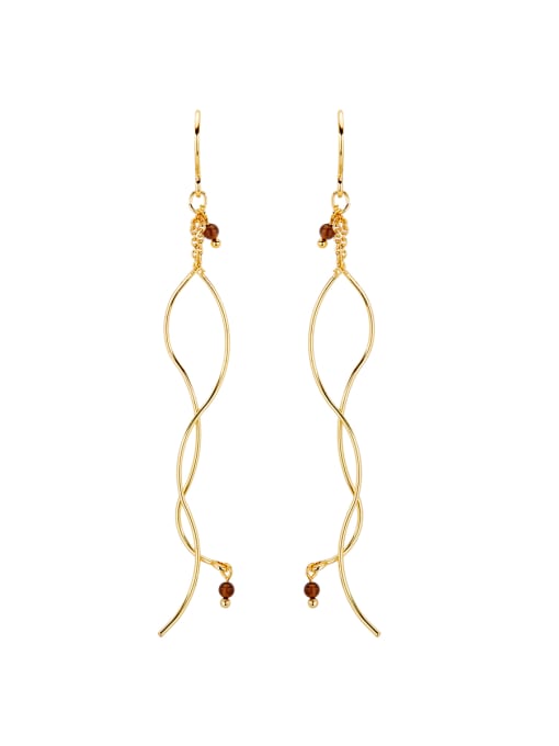 Lang Tony Gold Drop threader Earring with Gold Plated Copper Garnet 0