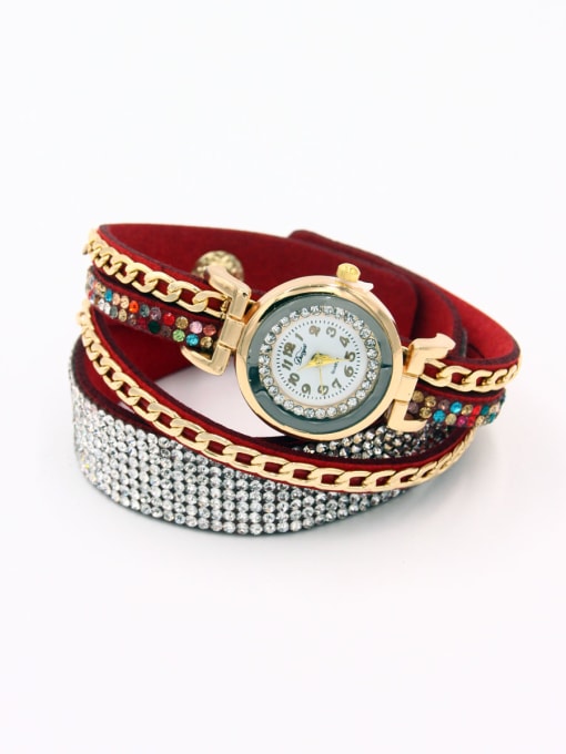 HUA YAGE Model No 1000003232 24-27.5mm size Alloy Round style Faux Leather Women's Watch 0