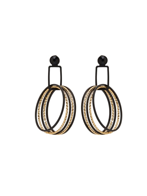 Ai Feng Round style with Gun Color plated Zinc Alloy Drop drop Earring 0