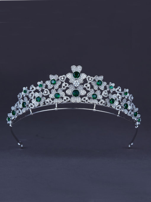 Bride Talk Flower style with Platinum Plated Zircon Wedding Crown