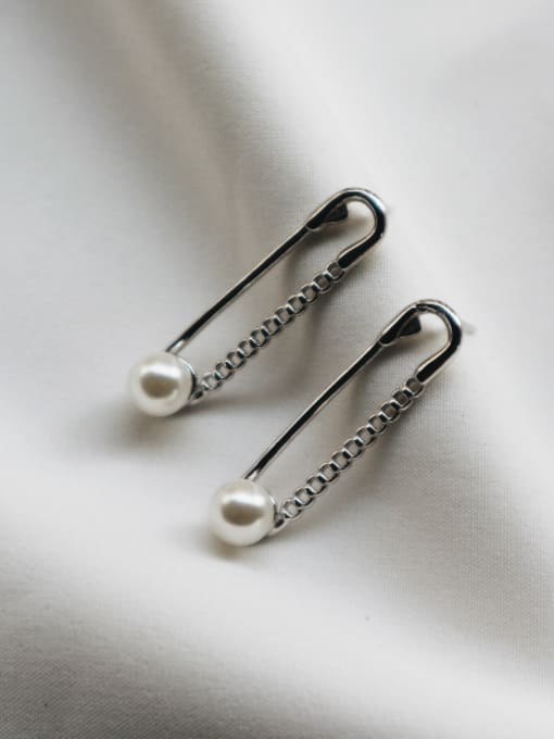 MINI STUDIO Blacksmith Made Silver Pearl Personalized Drop drop Earring 0