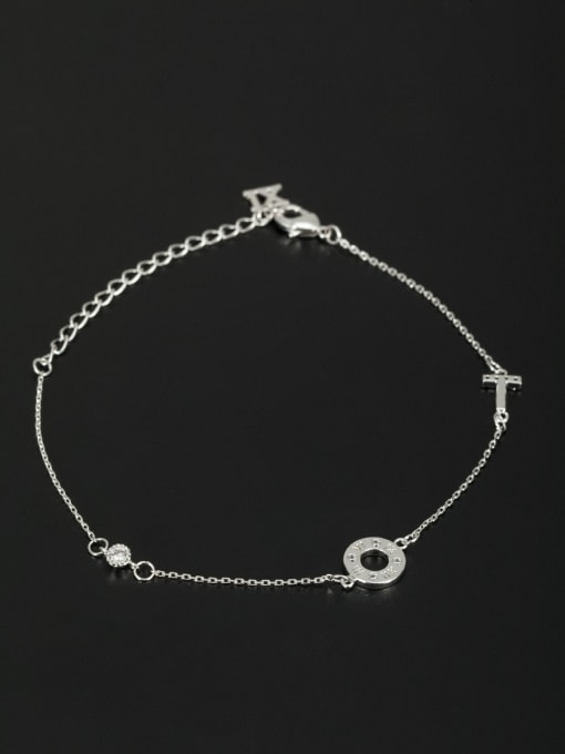 Lauren Mei New design Platinum Plated Cross Zircon Bracelet in White color 0