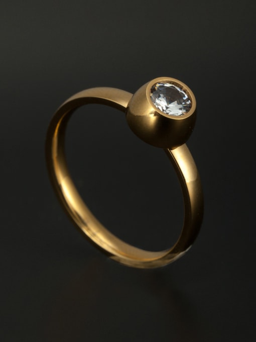 Jennifer Kou Stainless steel Gold Rhinestone Beautiful Ring 6-8#