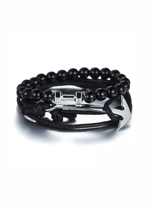 Hand OMI Model No A000065H Mother's Initial Black Bracelet with Charm Beads 0
