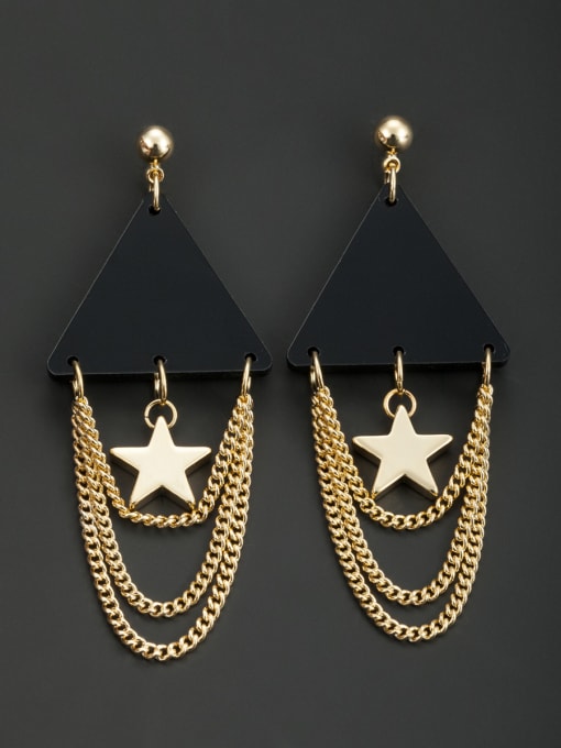 Lauren Mei Gold Plated Star Black Acrylic Beautiful Drop drop Earring 0
