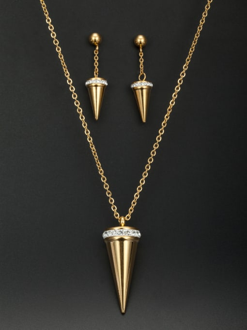 Jennifer Kou Gold color Stainless steel Bullet Rhinestone 2 Pieces Set