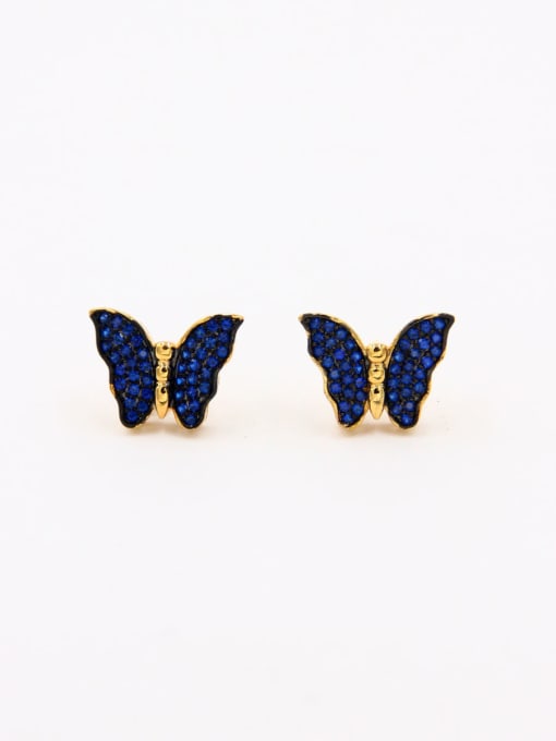 MING BOUTIQUE Butterfly Gold Plated Copper Zircon Navy Studs stud Earring 0