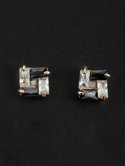 Cubic Y80 Custom Black Square Studs stud Earring with Platinum Plated 0