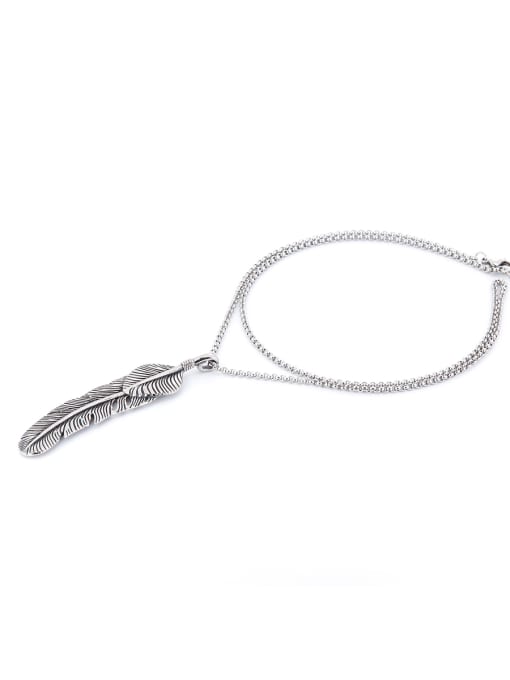 David Wa Feather style with Silver-Plated Titanium necklace 1