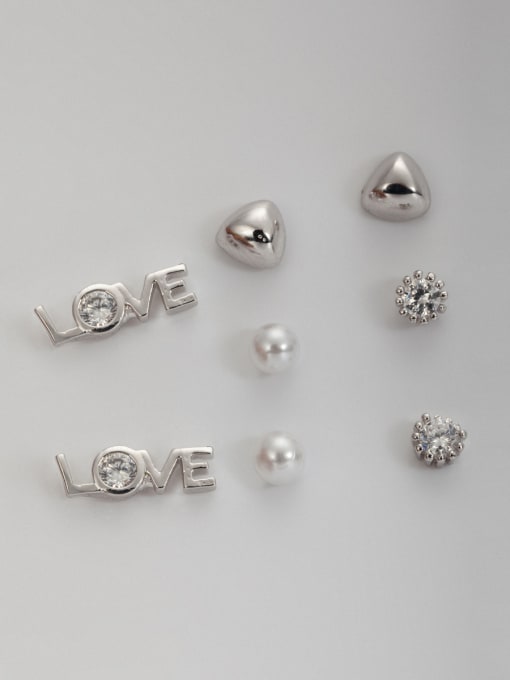 Lauren Mei Platinum Plated Monogrammed White Pearl Combined Beautiful Studs stud Earring