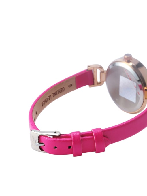 JULIUS Fashion Pink Alloy Japanese Quartz Round Genuine Leather Women's Watch 28-31.5mm 6