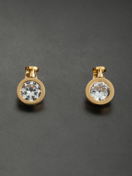 Jennifer Kou Stainless steel Round Rhinestone Gold Studs stud Earring 0