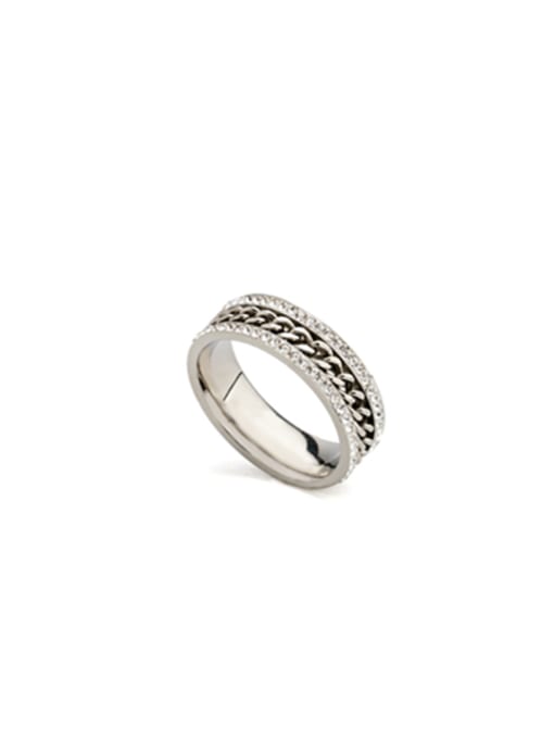Jennifer Kou style with Silver-Plated Stainless steel band ring 0