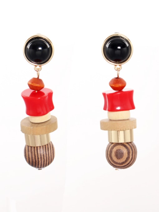 Belle Xin A Gold Plated Wood Stylish  Drop drop Earring Of Charm