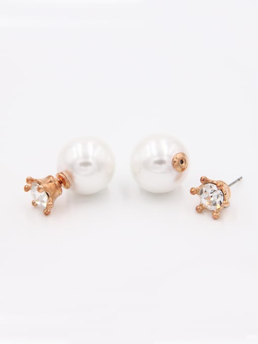 LB RAIDER The new  Rose Plated Zircon  Studs stud Earring with White 0