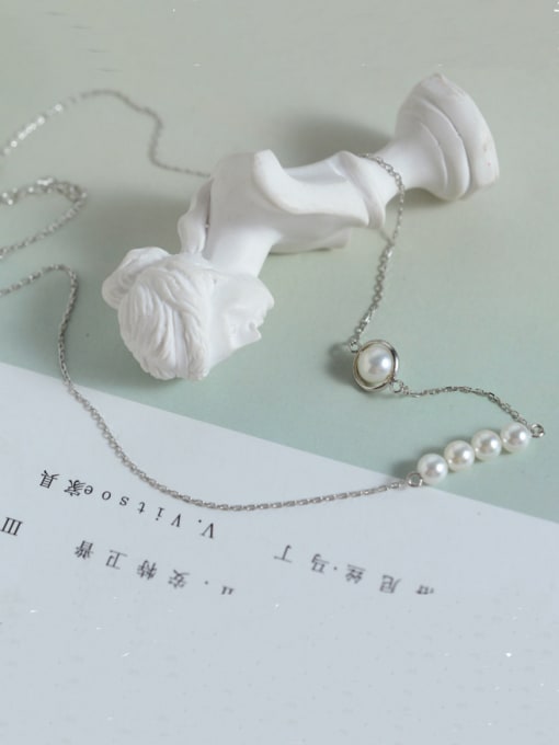  Charm style with Silver-Plated 925 Silver Pearl Necklac