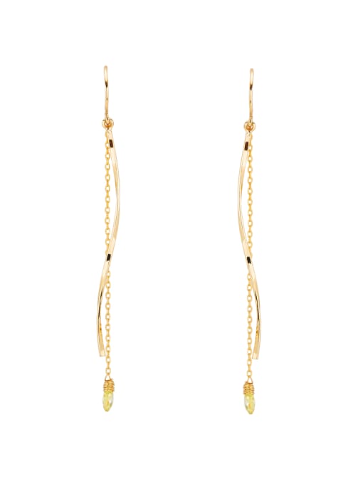 Lang Tony Gold Plated Copper Fringe Stone Drop threader Earring 0