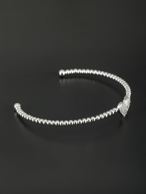 Cubic Y80 Personalized Platinum Plated White Heart Zircon Bangle