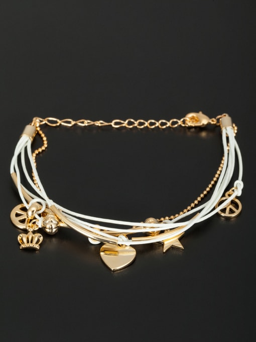 Lauren Mei Mother's Initial White Bracelet with Heart