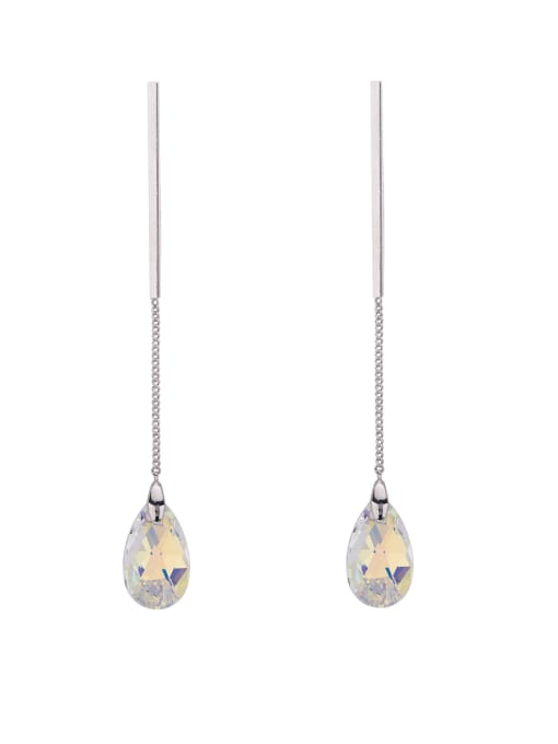 Guurachi Platinum Plated Zinc Alloy austrian Crystals Drop threader Earring