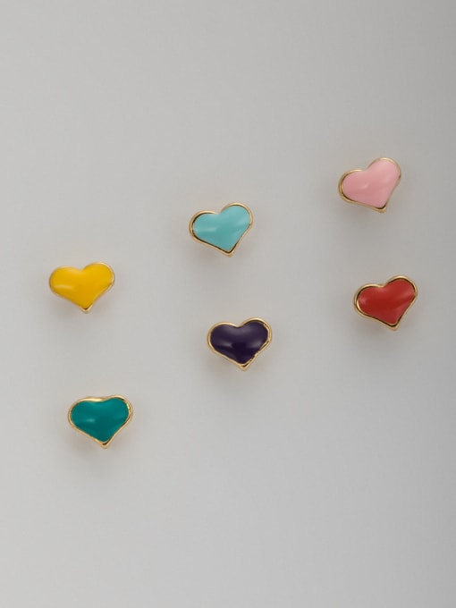 Lauren Mei The new Gold Plated Heart Combined Studs stud Earring with Multi-Color