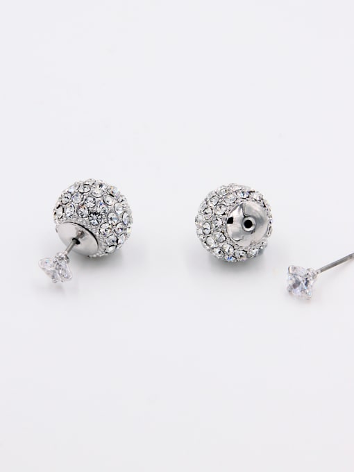 LB RAIDER The new  Platinum Plated Zircon Round Drop stud Earring with White 0