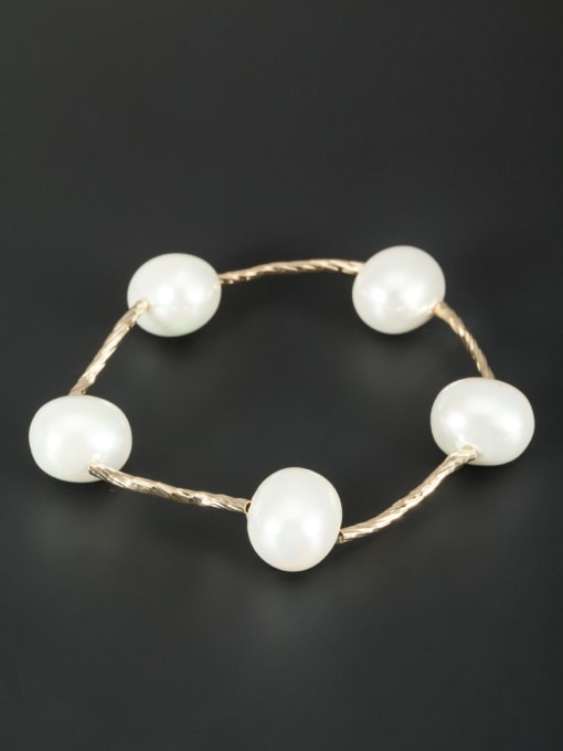 Lauren Mei Mother's Initial White Bracelet with Round Pearl 0
