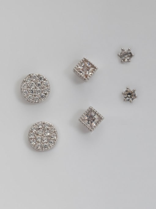 Lauren Mei Custom White Combined Studs stud Earring with Platinum Plated 0