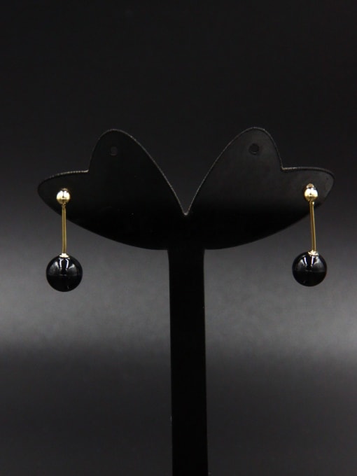 LB RAIDER Black Drop drop Earring with Gold Plated Pearl