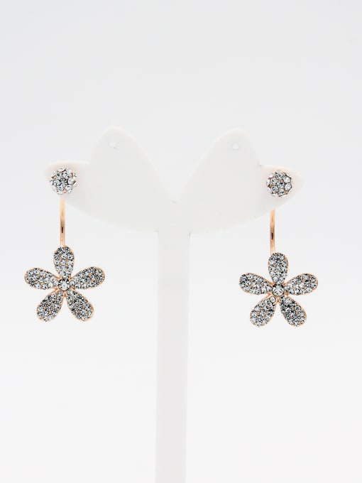 LB RAIDER Rose Plated Flower White Rhinestone Beautiful Drop drop Earring 0