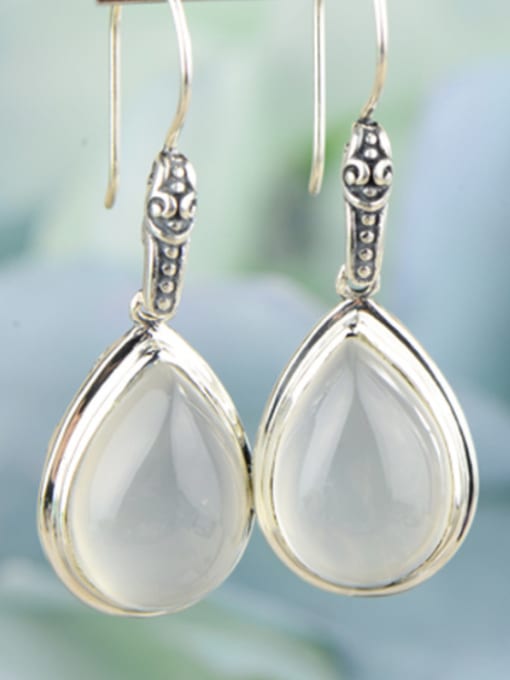 SUN SILVER The new  Silver Gemstone Drop drop Earring with Pink 0