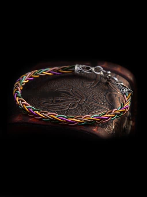Long Jet Multicolor Handmade Chinlon  Bracelet